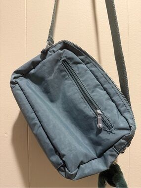 KIPLING Silen Water Repellant Nylon Cross Body Handbag Light Aloe Tonal (Sage)